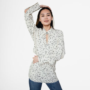 Dotted Long-Sleeve Blouse